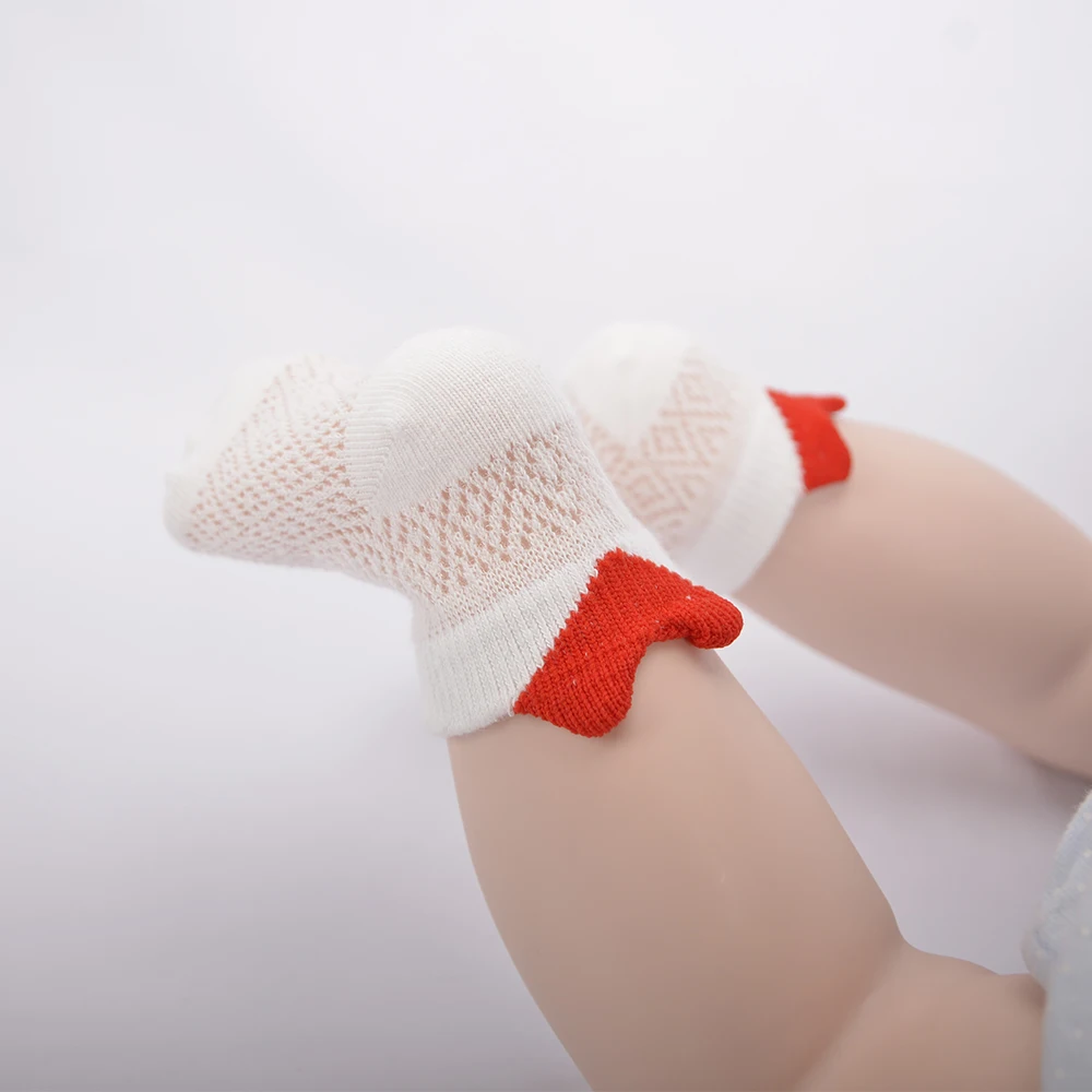 Chaussettes courtes et fines pour bébé, 5 paires/lot 0-2 ans, jolies chaussettes d\'été pour filles, cœur rouge, maille en coton, nouveau-né, garçon