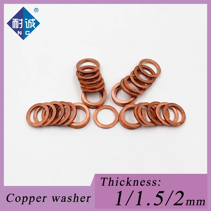 Thickness 1/1.5/2mm M5 M6 M8 M9 M10 M12 M14 M16 M18 M20T3 copper washer O-ring marine gasket flat seal ring fittings