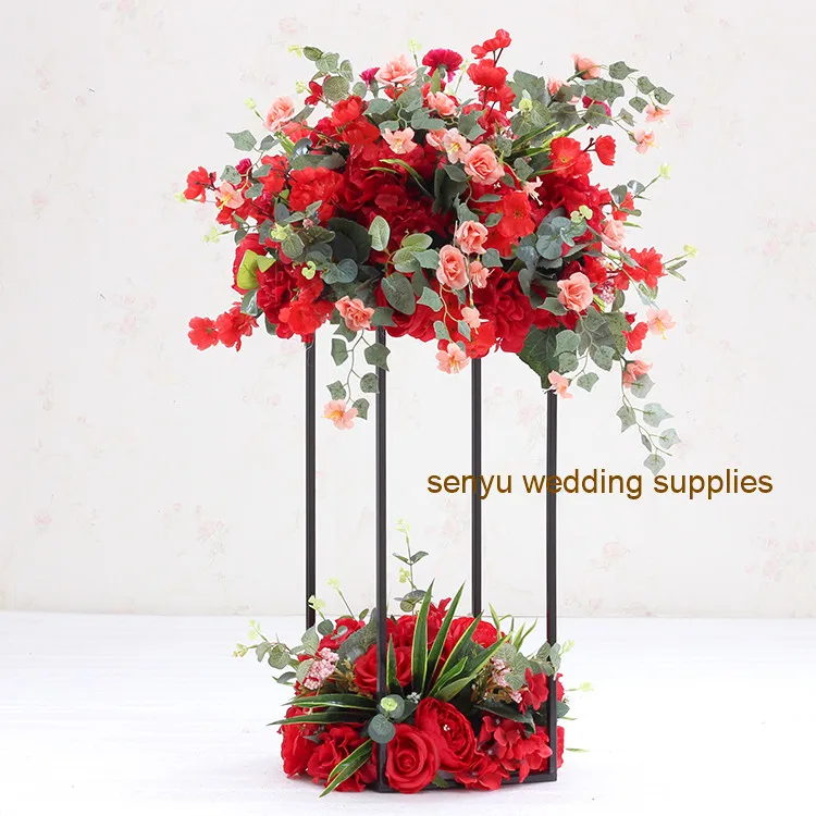 Wedding black flower vase  flower stand arrangement table centerpiece metal gold plating weddings geometric road lead for party