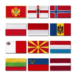 Nationalen flagge computer stickerei patches kleidung aufkleber bügeln nähen Applique Montenegro Nördlichen Irland Norwegen Polen Moldawien