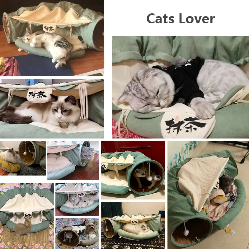 Funny Cat Tunnel Bed Collapsible Crinkle Pet Tent Kitten Puppy Ferrets Rabbit Interactive Toys 2 Holes Tunnel Pet Cat Nest