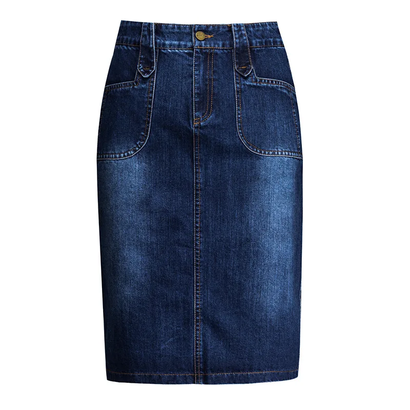 2023 New Spring Summer Vintage Women\'s Denim Skirt High Wasit Jeans Skirt Straight Female A-line Pencil Back Split Skirt