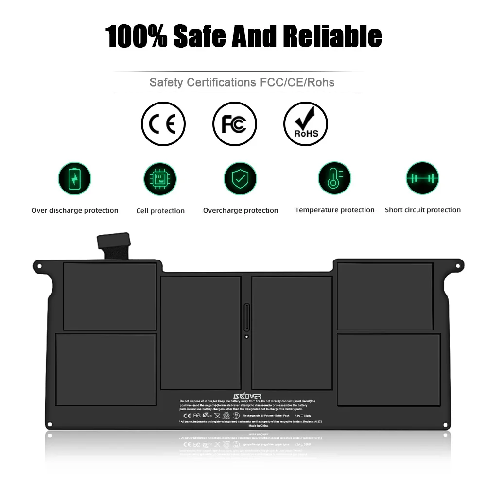 بطارية كمبيوتر محمول SKOWER A1375 لأجهزة Apple MacBook Air 11 بوصة A1370 (إصدار أواخر 2010 فقط) 7.3 فولت/35 وات في الساعة