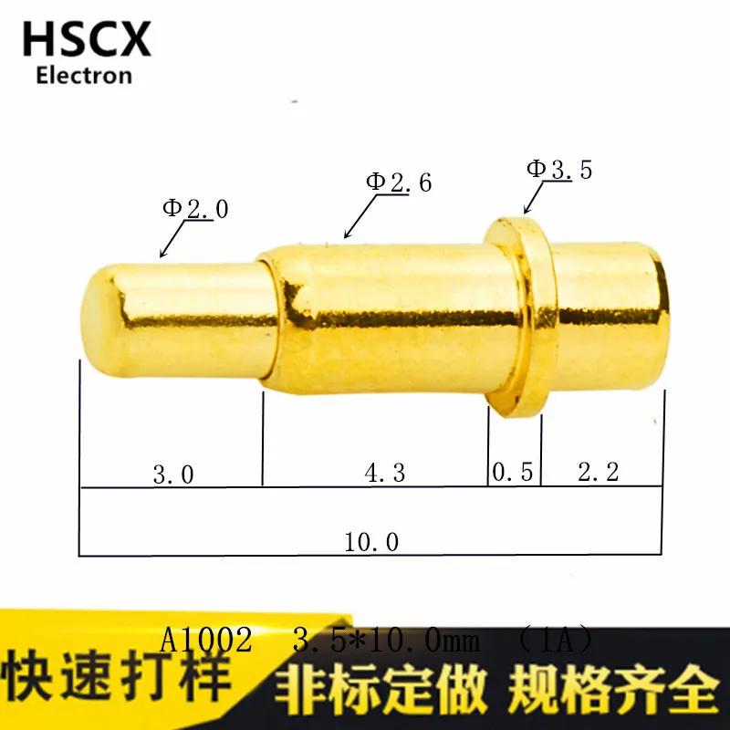 3A High Current Spring Probe Pogopin Spring Connector Gold-plated Conductive Copper Pin Contact Thimble A1002