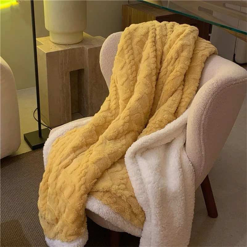 Winter Thick Polar Fleece  Blankets Double Layer Sherpa Wool Warm Throw Blankets for Sofa Chair Nap Bedspread Quilt Cover