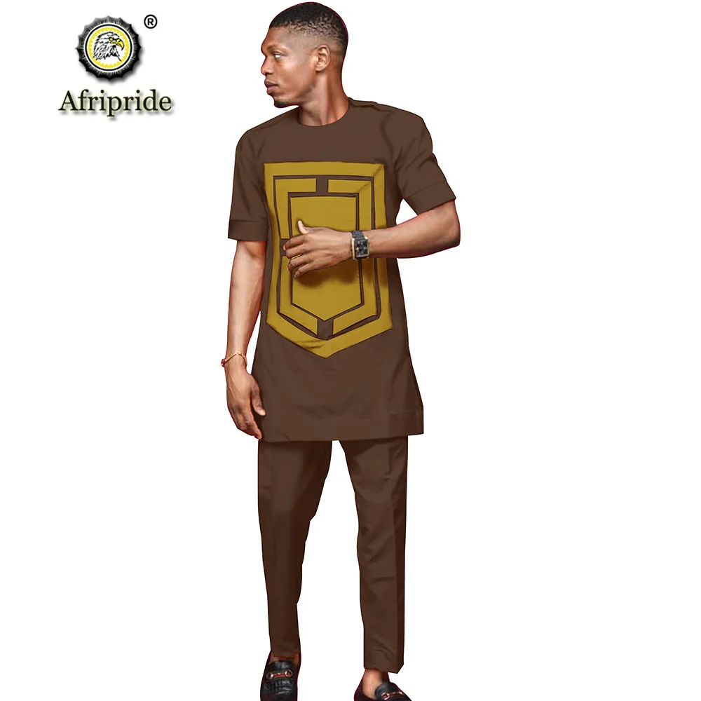 2024 African Shirt Suit for Men Dashiki Short Sleeve Tops and Ankara Pants Print Outfit Clothing Tracksuit AFRIPRIDE S1916024