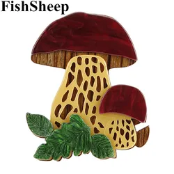 FishSheep Cute Mushroom Akrylowe Broszki Moda Żywiczne Rośliny Duże Broszki Szpilki Klapa Dla Kobiet Płaszcz Sukienka Akcesoria