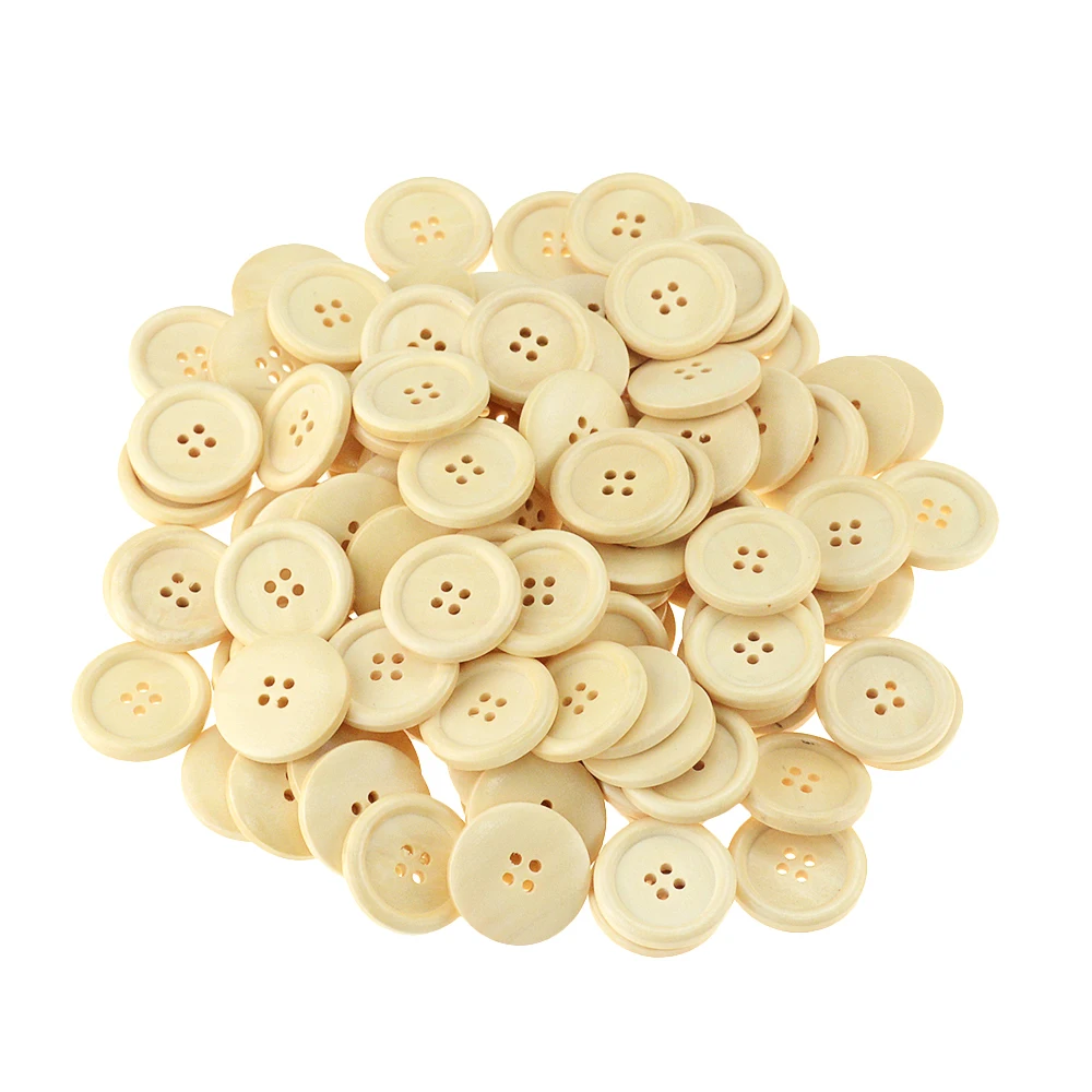 100 pz/set 15/20/25MM bottoni in legno colore naturale rotondo 4 fori dipinti cucito Scrapbooking bottoni fai da te accessori per il cucito