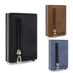 Mini monedero Vintage de piel sintética para hombre, cartera suave delgada, tarjetero, cartera masculina