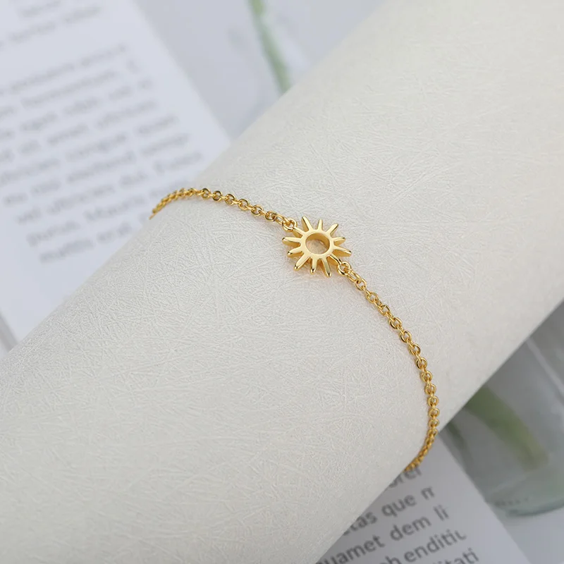 Vintage Hollow Sun Bracelets For Women Men Stainless Steel Gold Color Sunflower Bracelet Wedding Couple Jewlery Accessories Gift