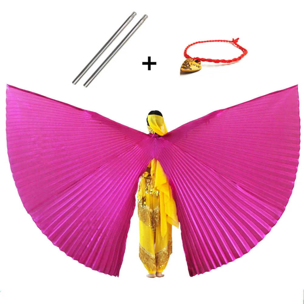 11 Colors New Style Professional Belly Dancing Wing Belly Dance Isis Wings Golden Silver Costume with Sticks Robs