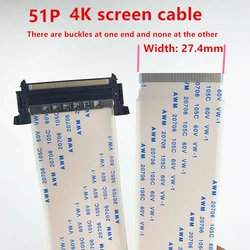 51Pin 4K HDTV LCD LED Ribbon Cable AWM 20706 20861 105C 60V VW-1 One end with socket and the other without socket 27.4MM