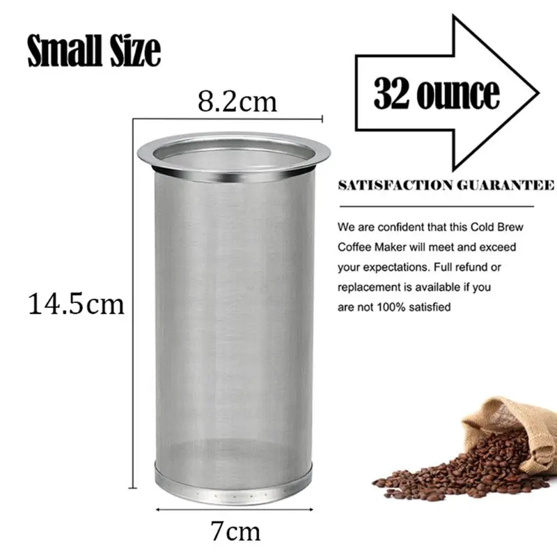 Stainless Steel Mason Jar Cold Brew Coffee Maker and Iced Tea Infuser Loose Leaf Tea Mesh Filter Strainer 97QD