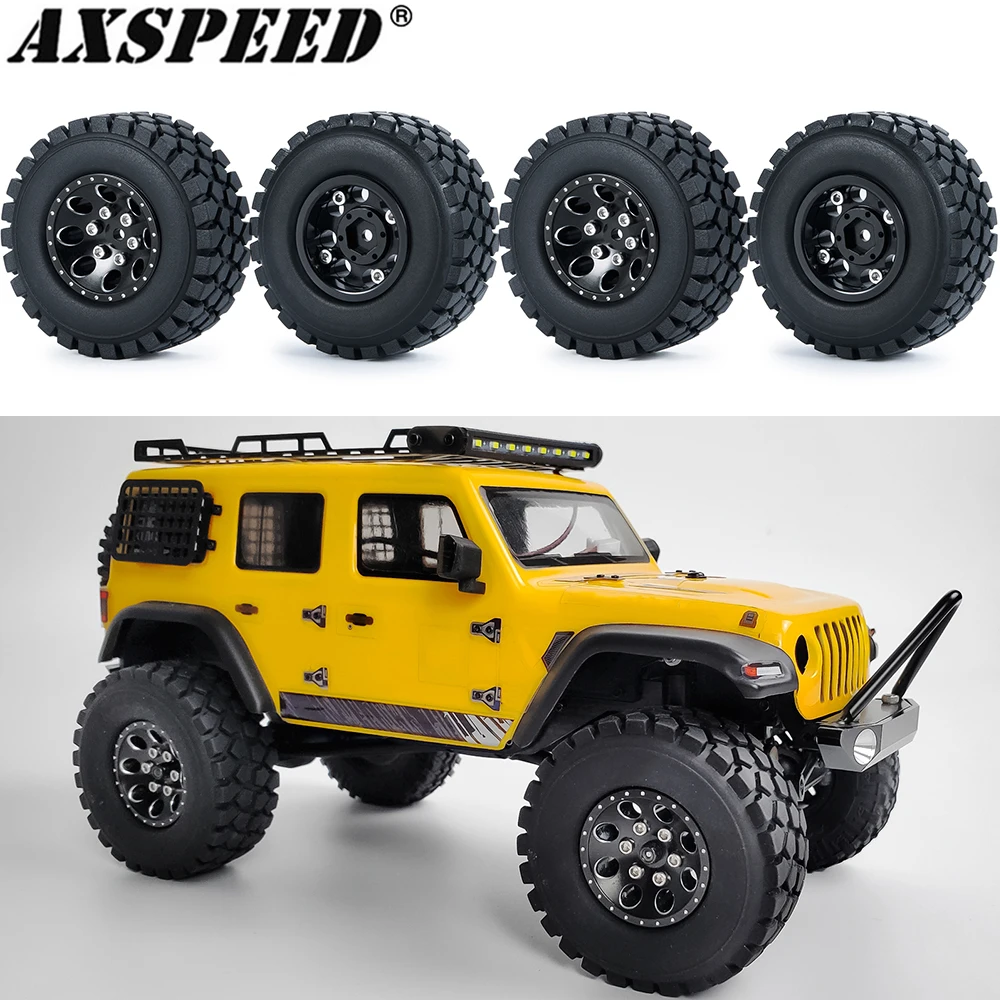 

AXSPEED 4 шт. SCX24 металлические ступицы и резиновый комплект шин для 1:24 радиоуправляемого гусеничного автомобиля Axial 90081 AXI00001 AXI00002 Запчасти для колесных шин