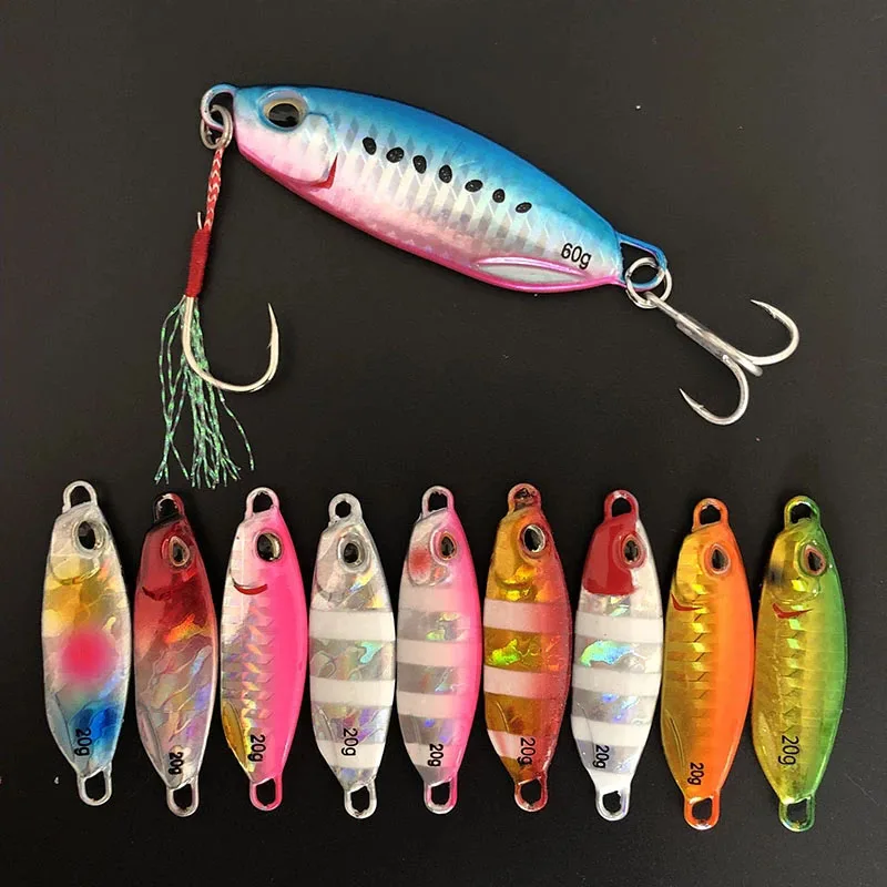 10 unids/lote señuelo de plantilla de Metal 15g 20g 25g 30g 40g 60g DUO arrastre señuelo de Pesca lento Jigging Cast Jigs cebo de Pesca Bass atún Jig Pesca