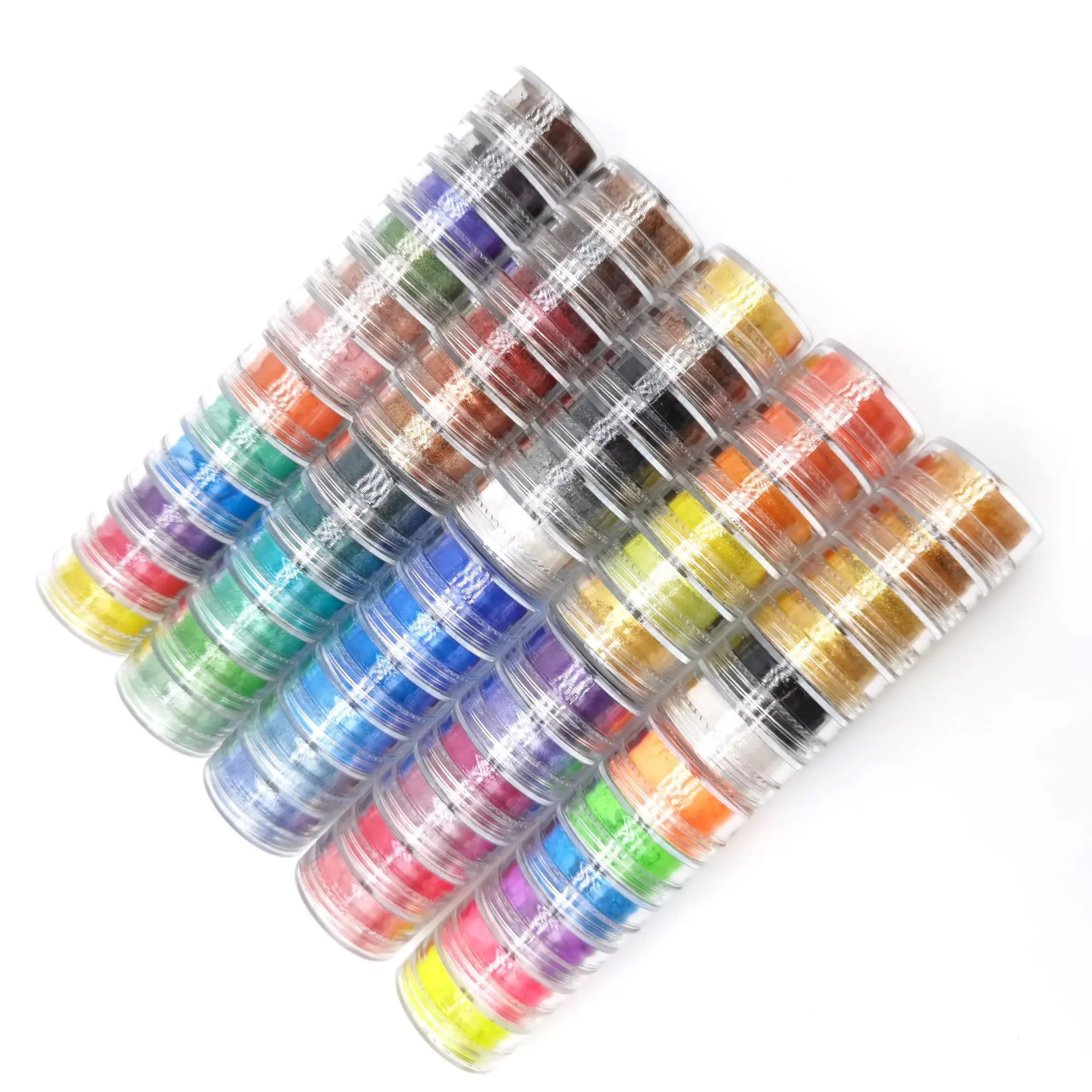 Purpurina de sirena para uñas, perlas de polvo, pigmento sólido de acuarela, pintura cromada, accesorios para calcomanías de uñas, 6 colores por lote