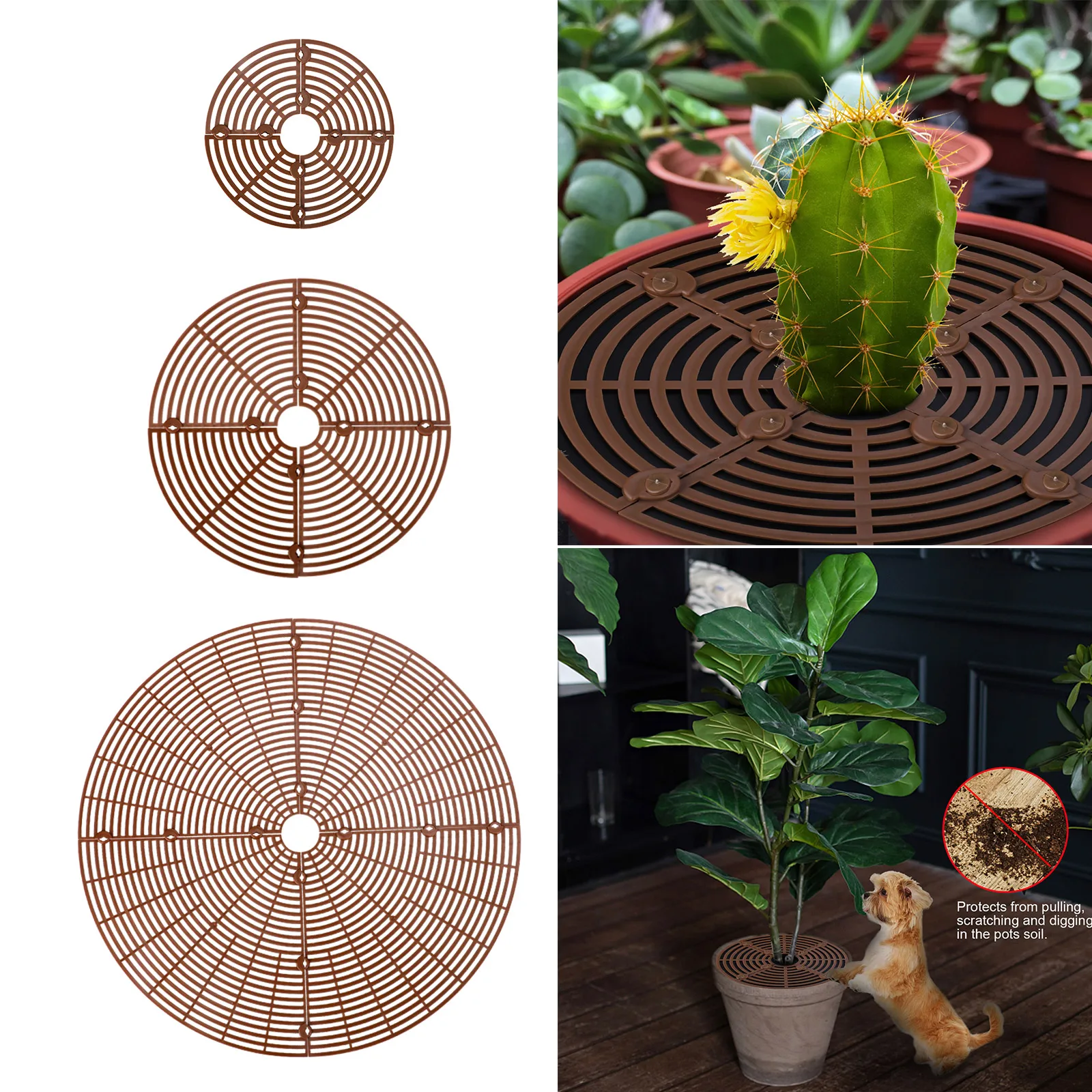 Vật Có Nồi Phủ Đất Bảo Vệ Chậu Dụng Cụ Nắp Đậy Làm Vườn Tiếp Liệu 13*11*2Cm Dễ Dàng Lắp Đặt Tấm Bảo Vệ-Đẩy Lùi Mèo