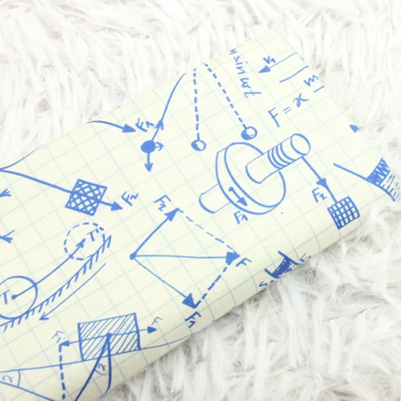 Plain Cotton Fabric with Mathematics, Physical Formula, DIY Bag Garment Cloth, 100% Cotton, CR-786