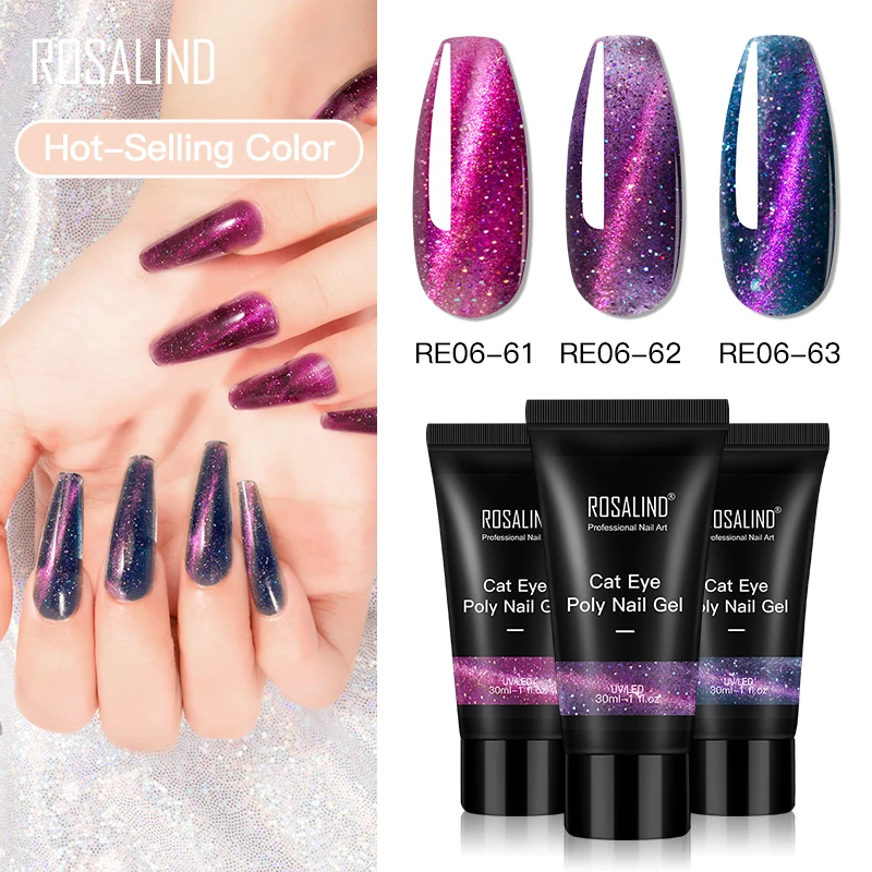 

ROSALIND Cat Eye Poly Nail Gel UV Builder Varnish Nail Polish Lacquer Of Nail Extension Art Design All For Manicure Top Base