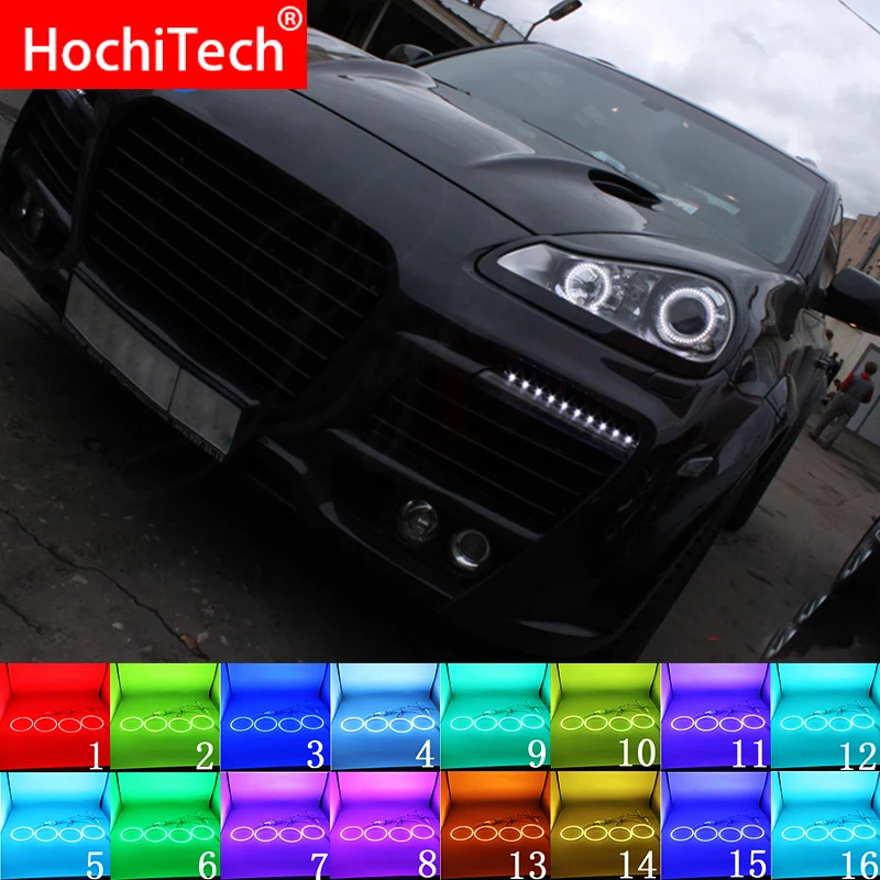 

For Porsche Cayenne 957 2007 - 2009 Accessories Headlight Multi-color RGB LED Angel Eyes Halo Ring Eye DRL RF Remote Control