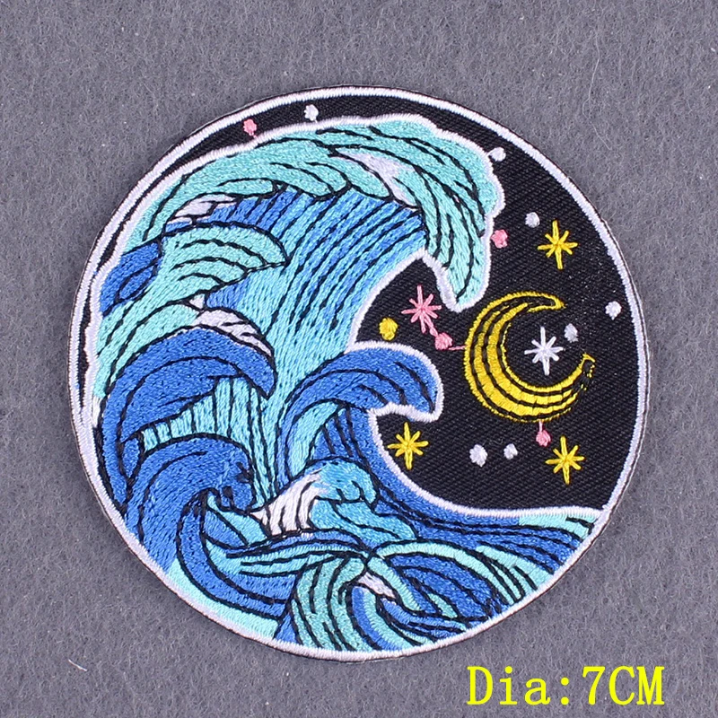 Iron On Patch Van Gogh Patches On Clothes DIY Oil Painting Stripes Wave Clothing Thermo adhesive Patches for Clothing Stickers