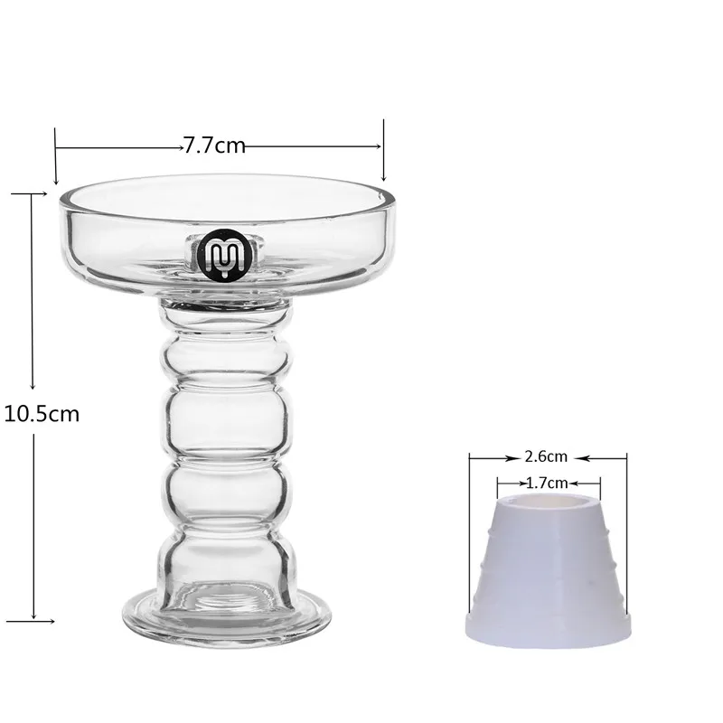 Yimi Hookah Premium Glass Hookah Bowl Shisha Head Free Silicon Grommet WIth Gift Box Top Diameter 7.7cm Height 10.5cm