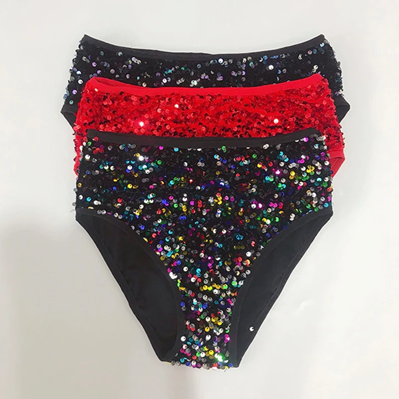 Sexy Pole Dance Clothing Sequined Shorts Pole Performance Costume Women Jazz Gogo Dance Mid Waist Pants Dj Stage Wear  VDB3180