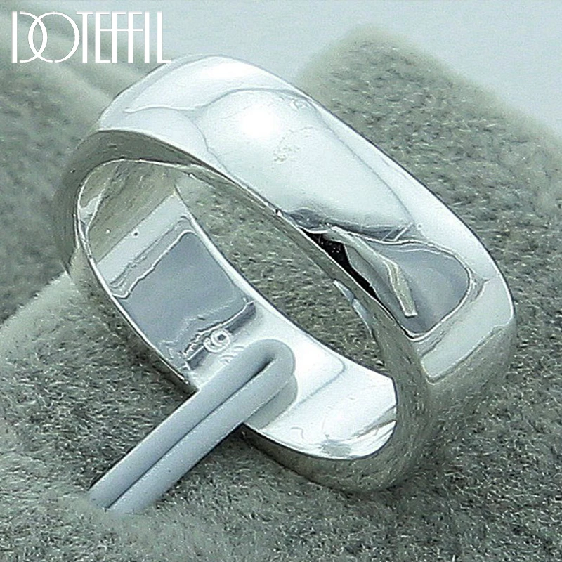 DOTEFFIL Square Circle Rings For Women Men Brand Fashion Simple Wedding Engagement Party Silver Color Jewelry