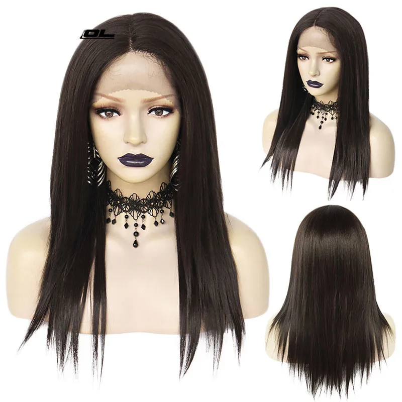 

JONETING Medium Straight Black Natural T Part Futura Lace Front Wigs Heat Resistant Fiber for Black Women