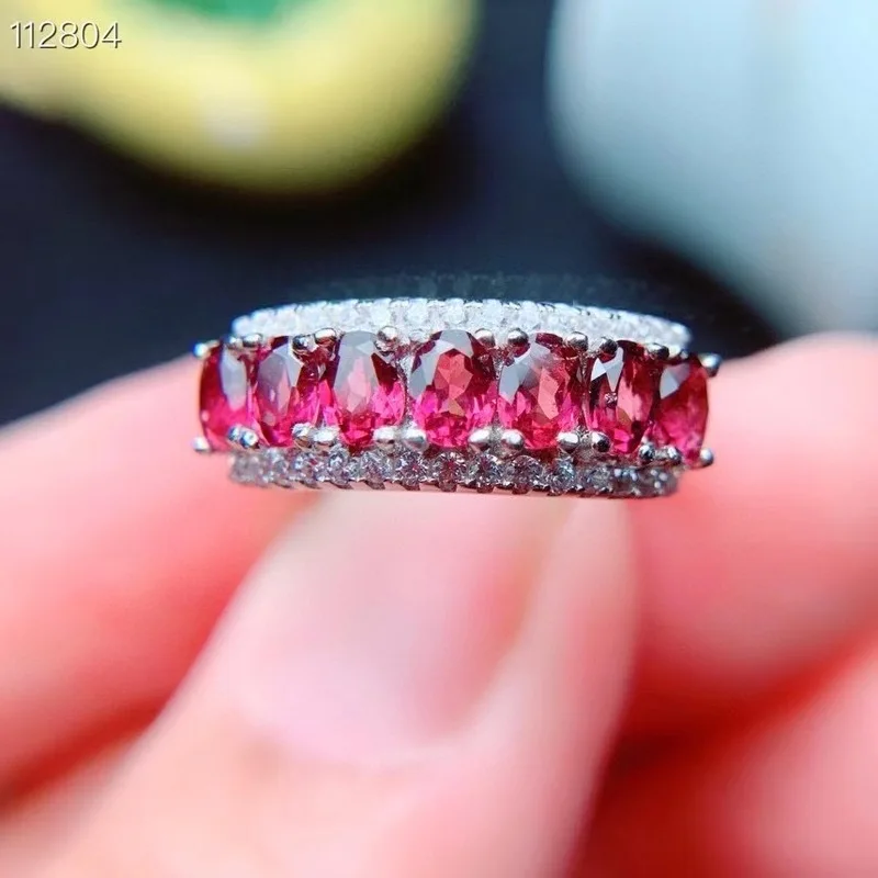 

Luxurious Pink Topaz Ring for Party 3*4mm Natural Pink Topaz Silver Ring 925 Silver Pink Sapphire Jewelry