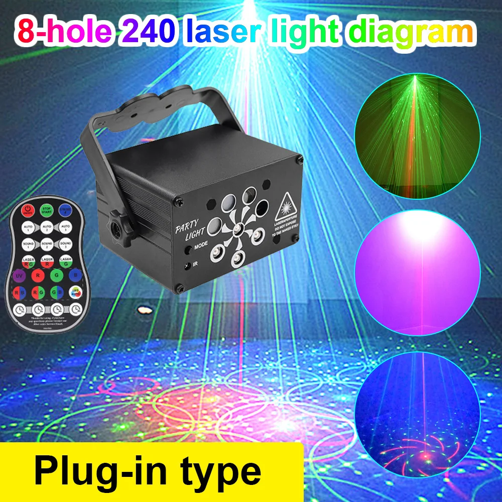 248/128 Patterns RGB Stage Light  USB Voice Control Disco Light Party Show Laser Projector Effect Lamp for Home Party KTV