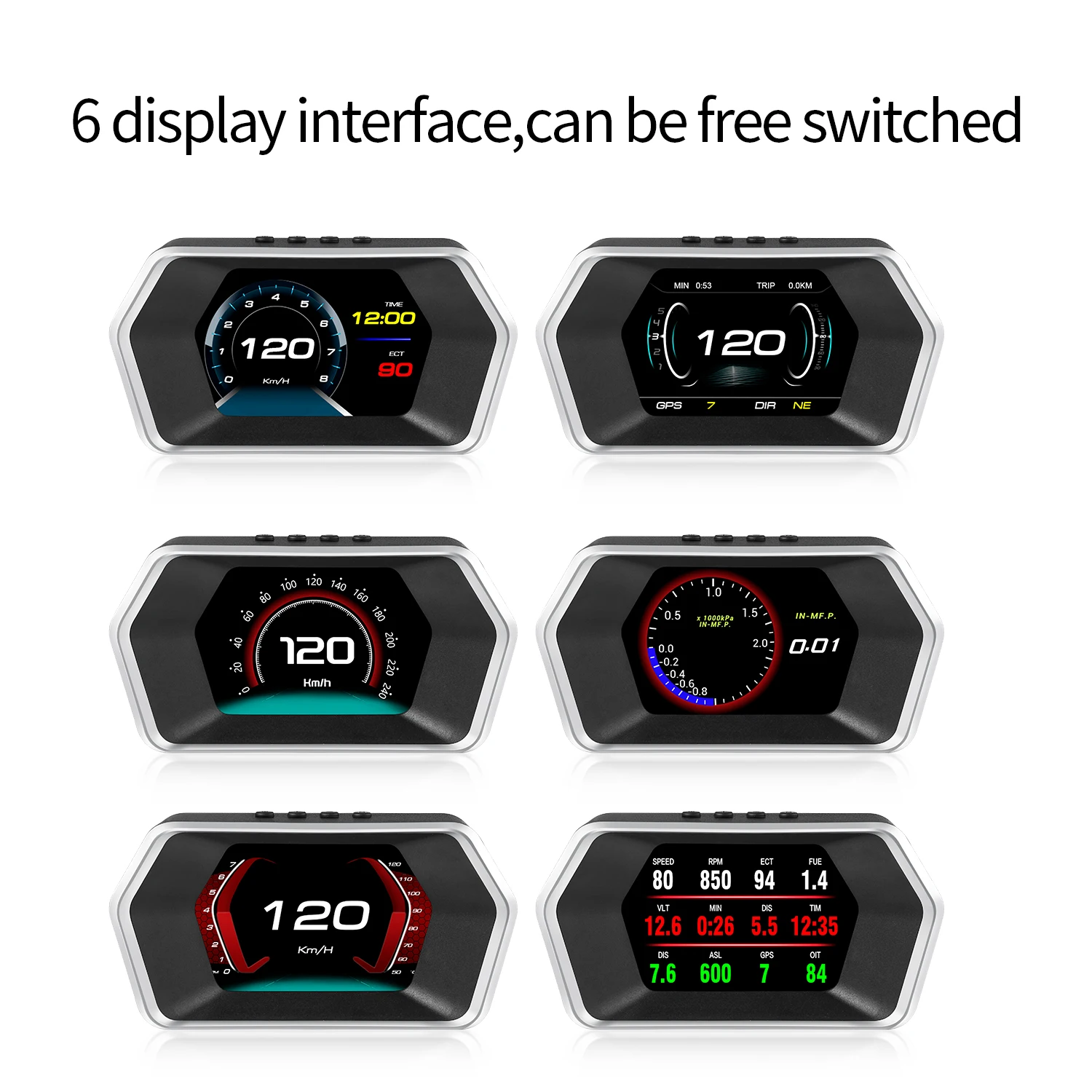 Head Up Display P17 Newest Dual System OBD+GPS Smart Car HUD Gauge Digital Odometer Security Alarm Water&Oil temp RPM