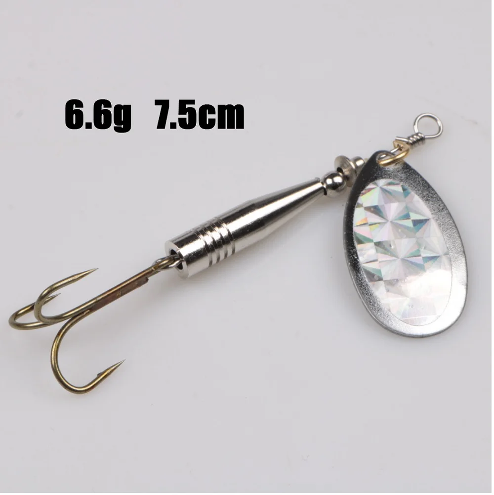 1pcs Spoon Fishing Lure Metal Rotating Sequin Hard Bait 6.6g 11.6g 13g treble Hooks Artificial Wobblers Bass fishing tackle