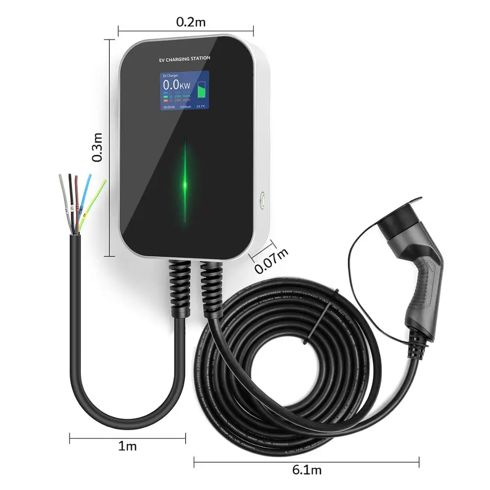 EV Charger 16A 3 Phase Electric Vehicle Charge EVSE Wallbox with Type 2 Cable IEC 62196-2 for Audi