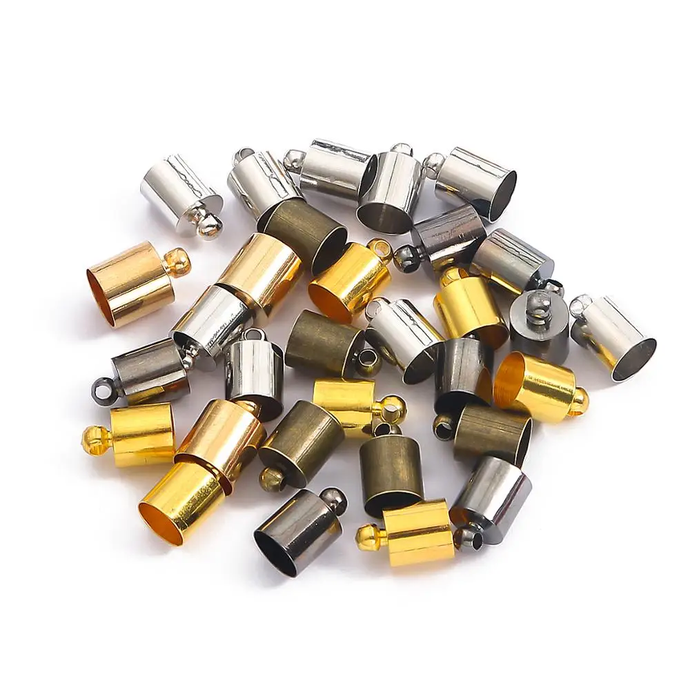 50 sztuk/partia Tassel skórzany przewód koniec Crimp czapka koraliki czapki koniec końcówki krój złącza dla DIY naszyjnik biżuteria dokonywanie ustalenia — zdjęcie 4