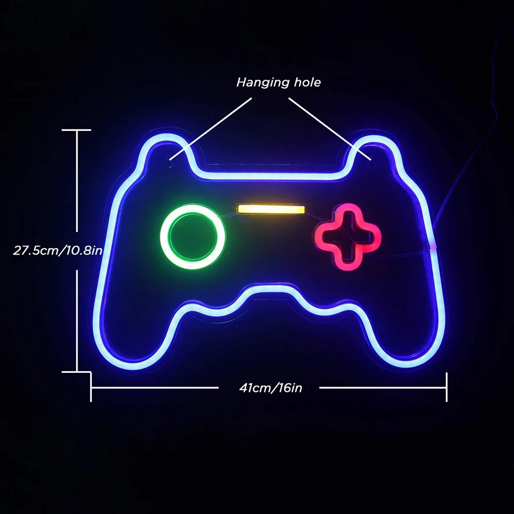 Game Shaped Neon Signs Neon Lights LED Neon Signs for Wall Decor 16\'\'x 11\'\' Gamepad Neon Signs for Bedroom Children Gaming Zone