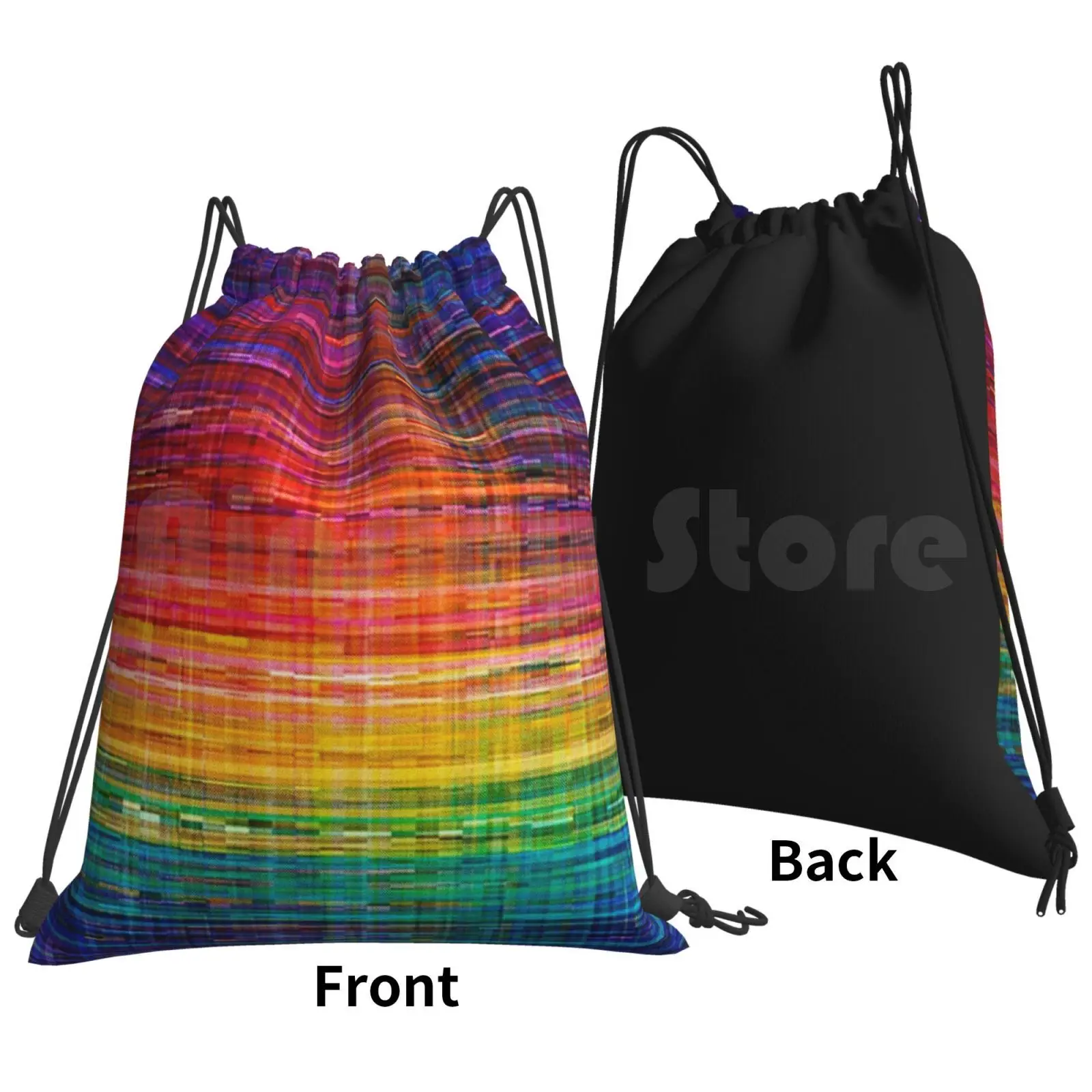 Rainbow Seamless Rustique Fabric Pattern Backpack Drawstring Bags Gym Bag Waterproof Abstract Pattern Mexican Wallpaper