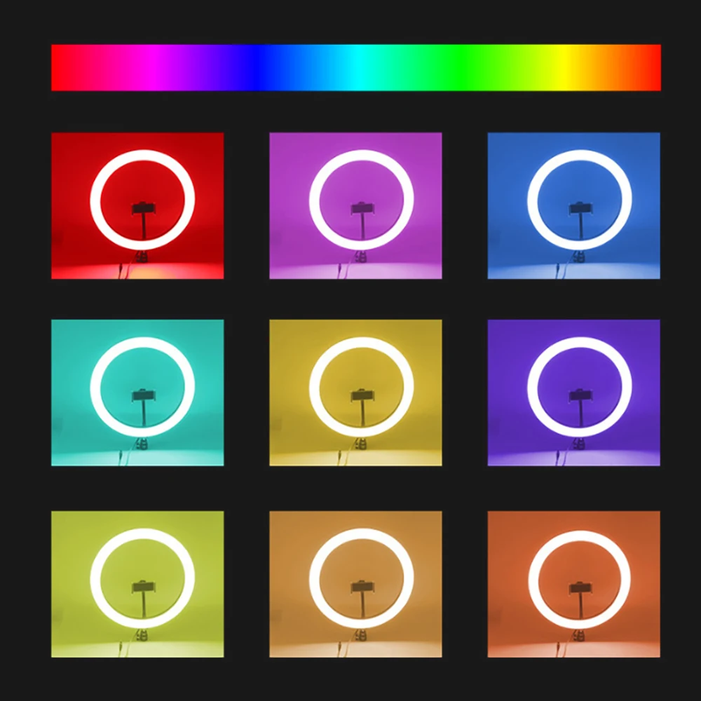 三脚付きプロフェッショナルrgbリングライト,10インチ,ledリングライト,写真スタジオ,youtubeビデオ用