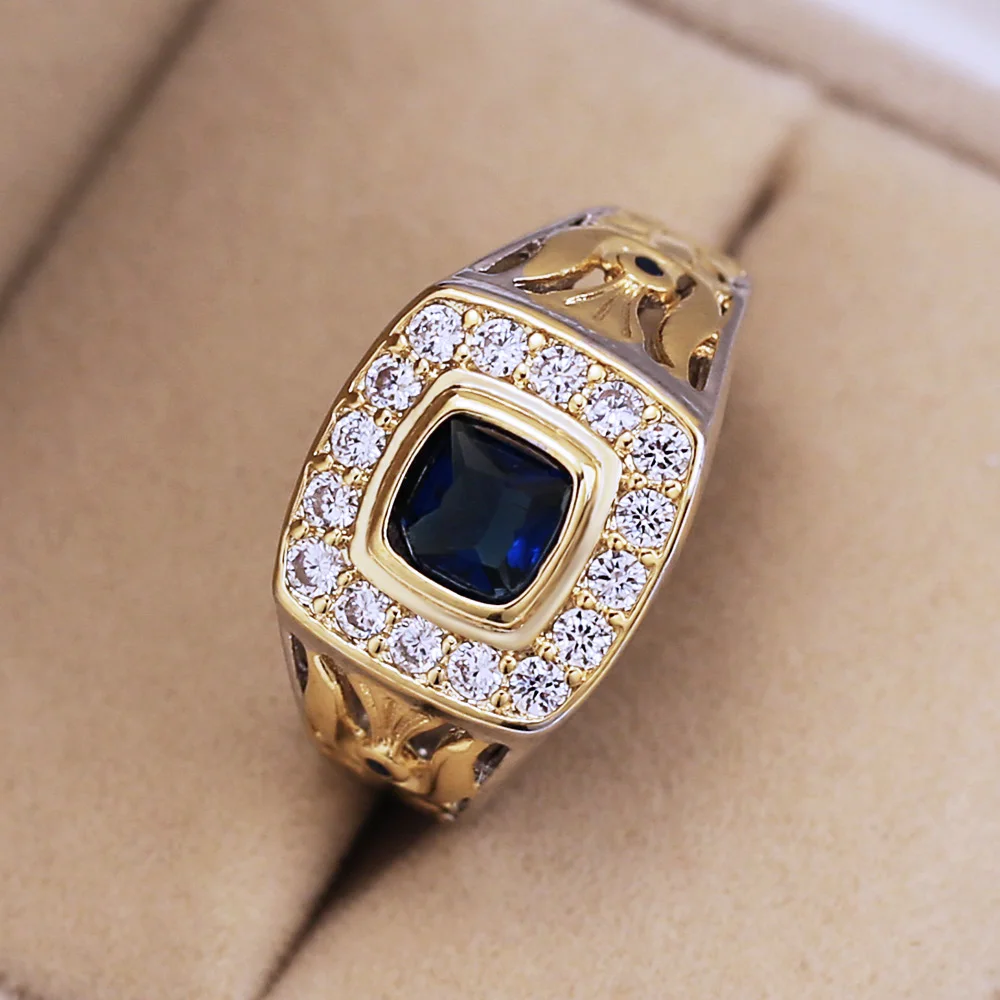 CAOSHI Luxury Classic Style kwadratowe pierścienie dla mężczyzn wspaniała wieczność biżuteria prezent na rocznicę ślubu dla par hurtowych — zdjęcie 3