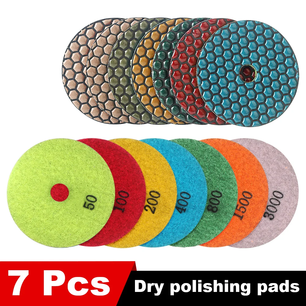 Free shipping 4inch flexible diamond polishing pads 100mm dry grinding disc for granite marble countertop