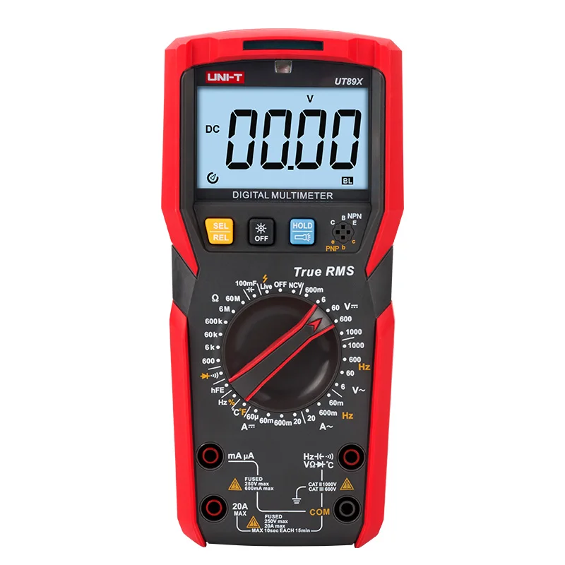 UNI-T Professional Digital Multimeter UT89X/UT89XD True RMS NCV 20A Current AC DC Voltmeter Capacitance Resistance Tester