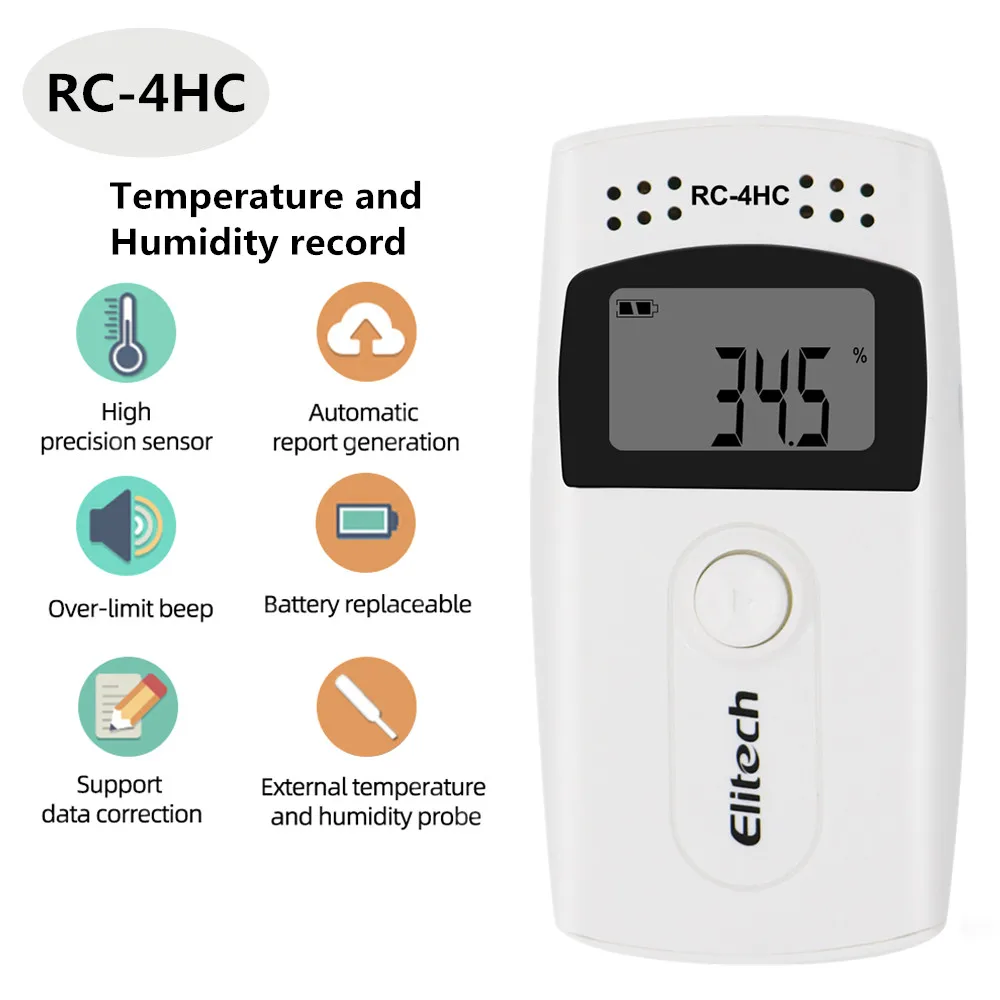 Hoge Precisie Datarecorder RC-4/4HC/5/5+/GSP-6 Digitale Temperatuur Vochtigheid Logger Interne Sensor PDF Rapport Lab Koude Keten