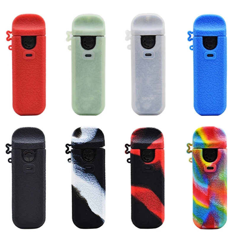 Soft Silicone Case For Smok Nord 4 Nord4 Protective Cover Shield Wrap Sleeve Skin with Lanyard Collapsible Anti Scratch Red Blue