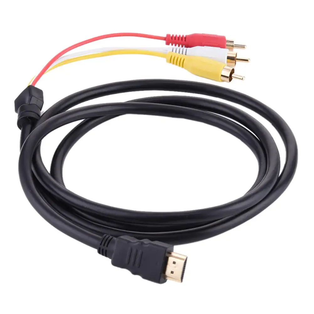 1.-compatible Male To 3 RCA Video Audio AV Adapter Cable 3RCA Stereo Converter Component For TV Set-Box DV DVD PC