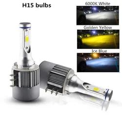 2PCS COB Chip 12V 24V H15 Led 8000lm 72w High Beam Headlight and Daytime running light Replacement 6000K 4300k For Audi A5 A6 Q7