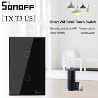 Sonoff T3US TX 1/2/3 gang 433Mhz RF Remote Controlled Wifi Wall Touch Light Switch Wireless Works With Alexa Google Home Voice