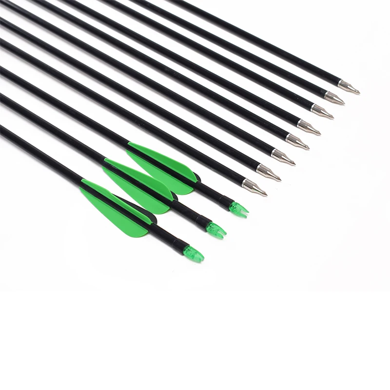 Hot 18pcs 30Inch OD6mm 7mm 8mm Fiberglass Arrow  Replaceable  Bolts Spine500 For Compound Recurve Bow 4inch Rubber Feather