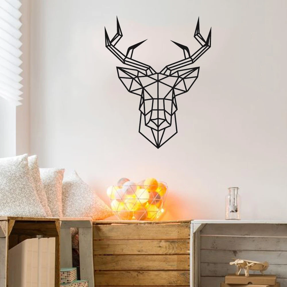 Large Geometric Deer Head Vinyl Wall Sticker DIY Animal Art Decal Removable Christmas Elk Decoration Home Decor