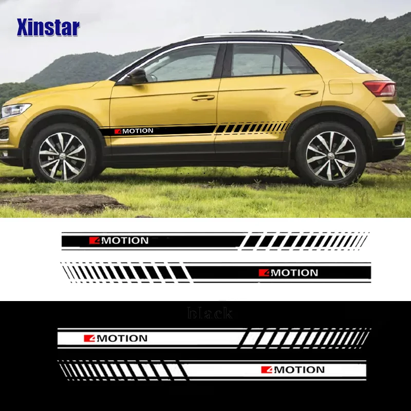 

2Pcs 4Motion Car Side Sticker For Volkswagen GolfR Touareg TAYRGN TERAMONT Multivan Caravelle Passat R36 B8