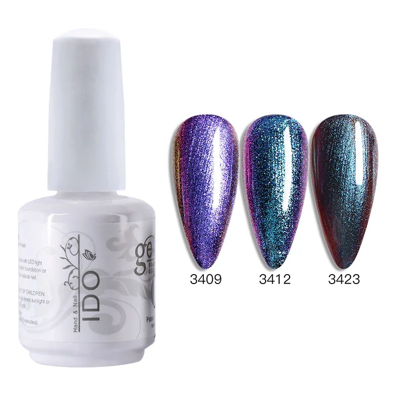 IDO Gel polish 3 Pcs Set Chameleon Gel 1 Produkte Bunte DIY Nagellack Glitter UV Basis & Top Gel professionelle Farbe Lack